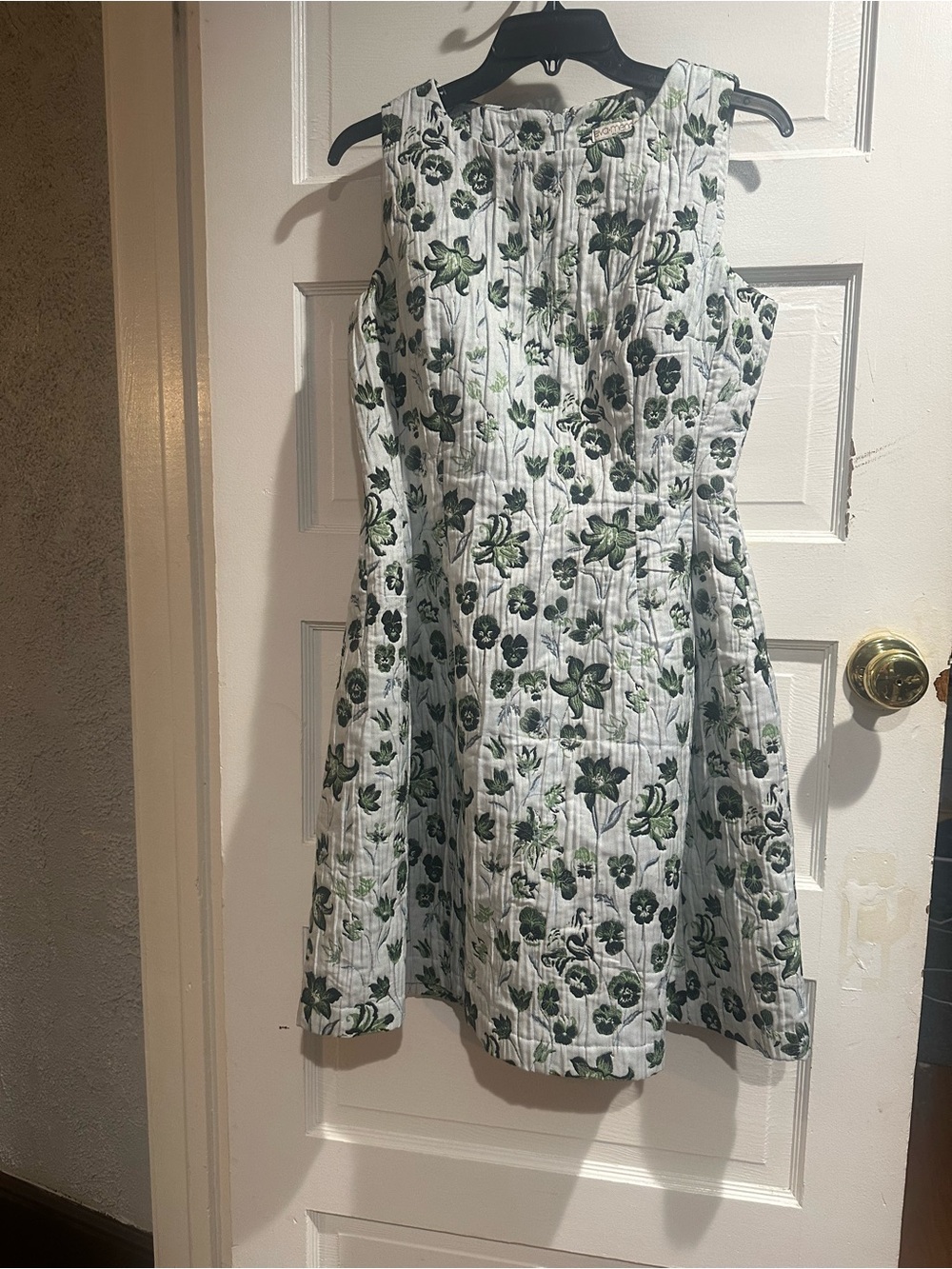 eva mendes for New York & Company White Floral Pintuck Midi Dress